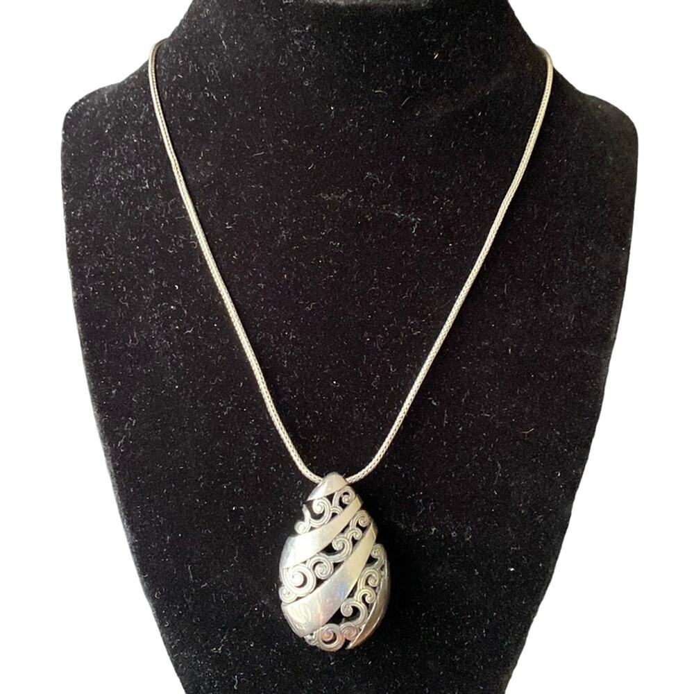Brighton vintage Kismet silverβ scrolled teardrop pendant collar necklace